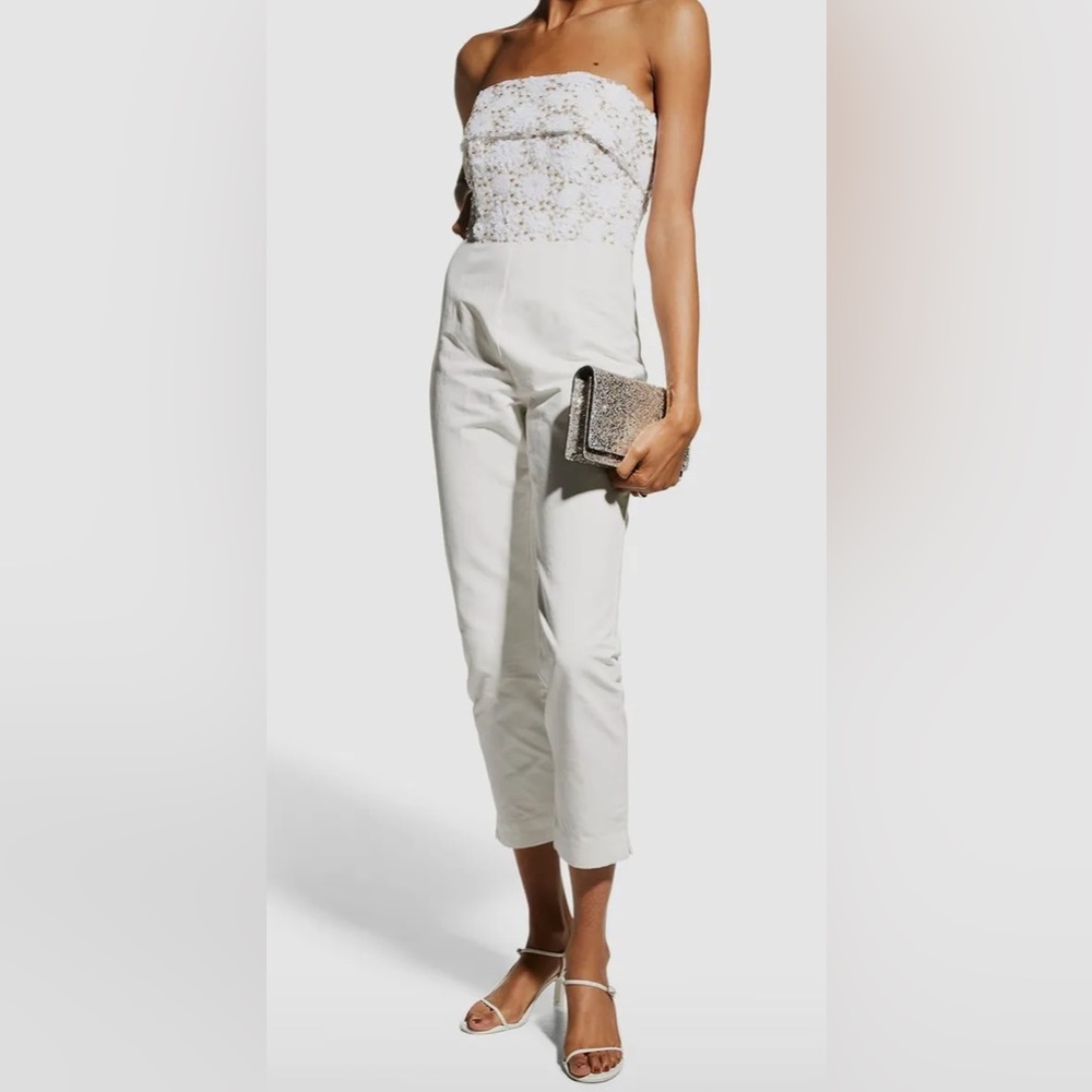 Mestiza Elizabeth Sequin Bodice White Strapless Jumpsuit